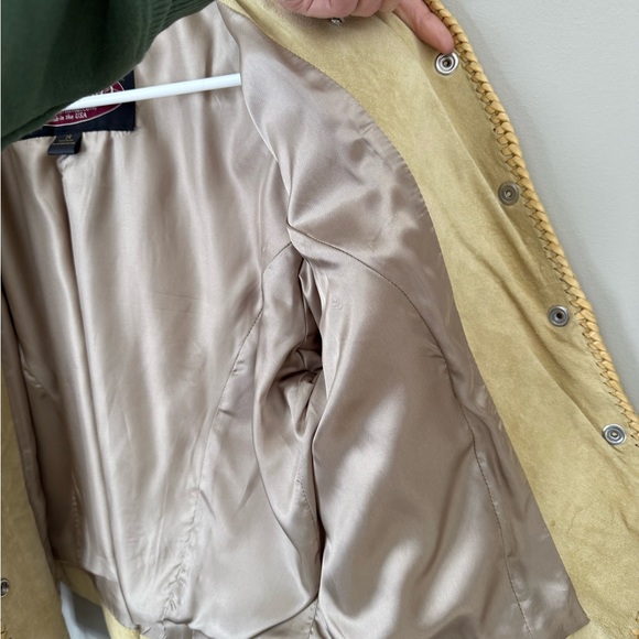 Vintage 90’s Overland Suede Fringe Jacket Beaded Collar Bone Detail USA Women 14 - Picture 5 of 15